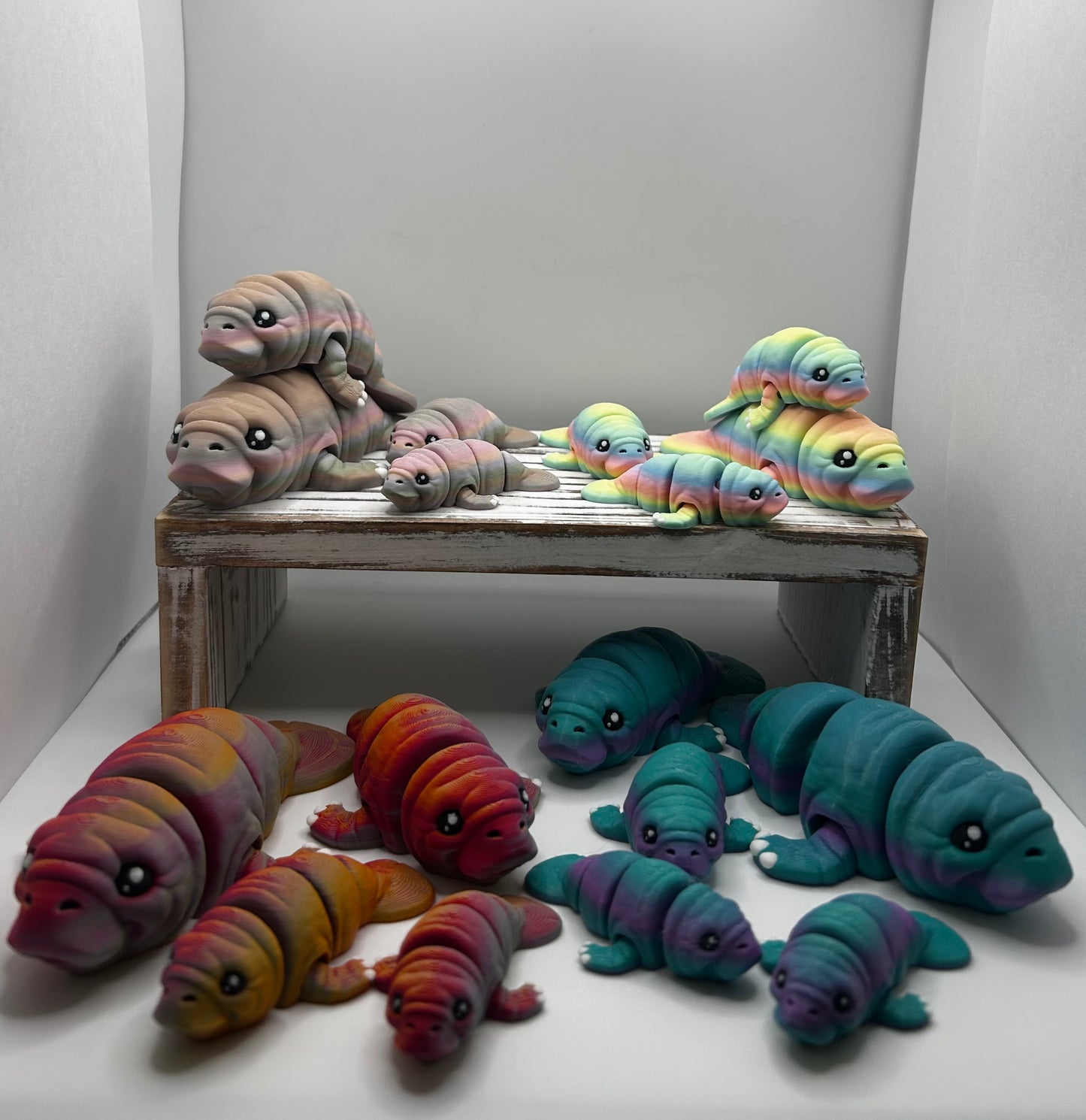 3D Printed Flexi Manatees: Articulated Fidget SeaCow Toy / Desk Pet