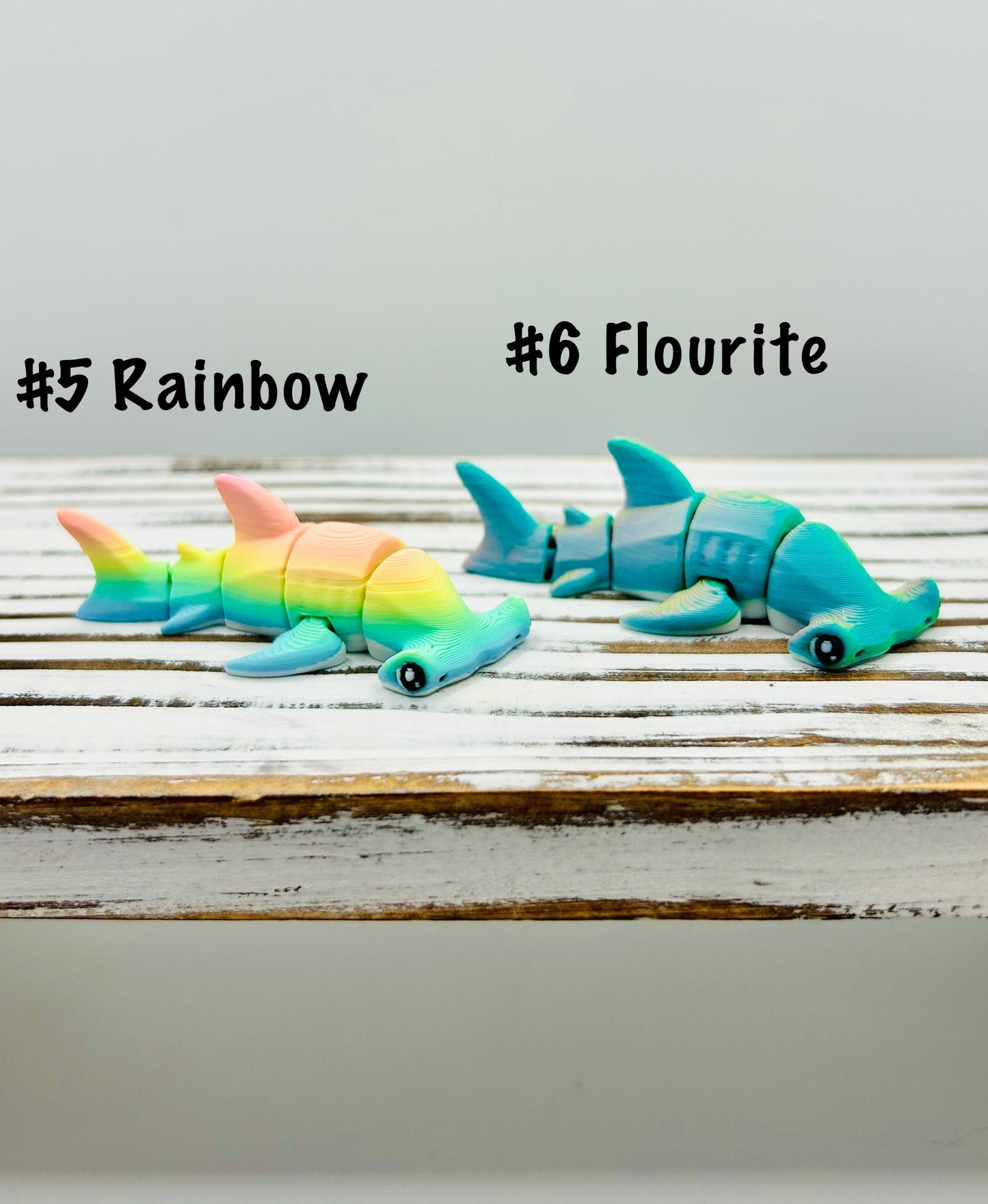 3D Printed Hammerhead and Great White Sharks: Articulated Fidget Toy / Desk Pet