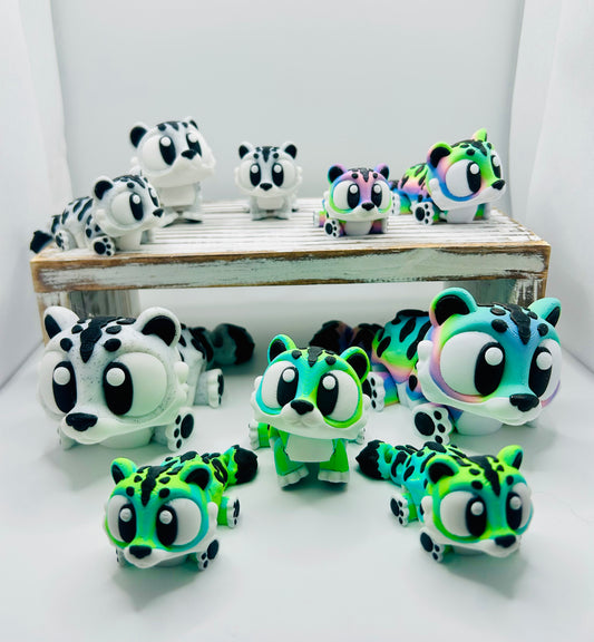 3D Printed Articulated Tiger / Snow Leopard: Articulated Fidget Toy / Desk Pet (BIG CAT EDITION)