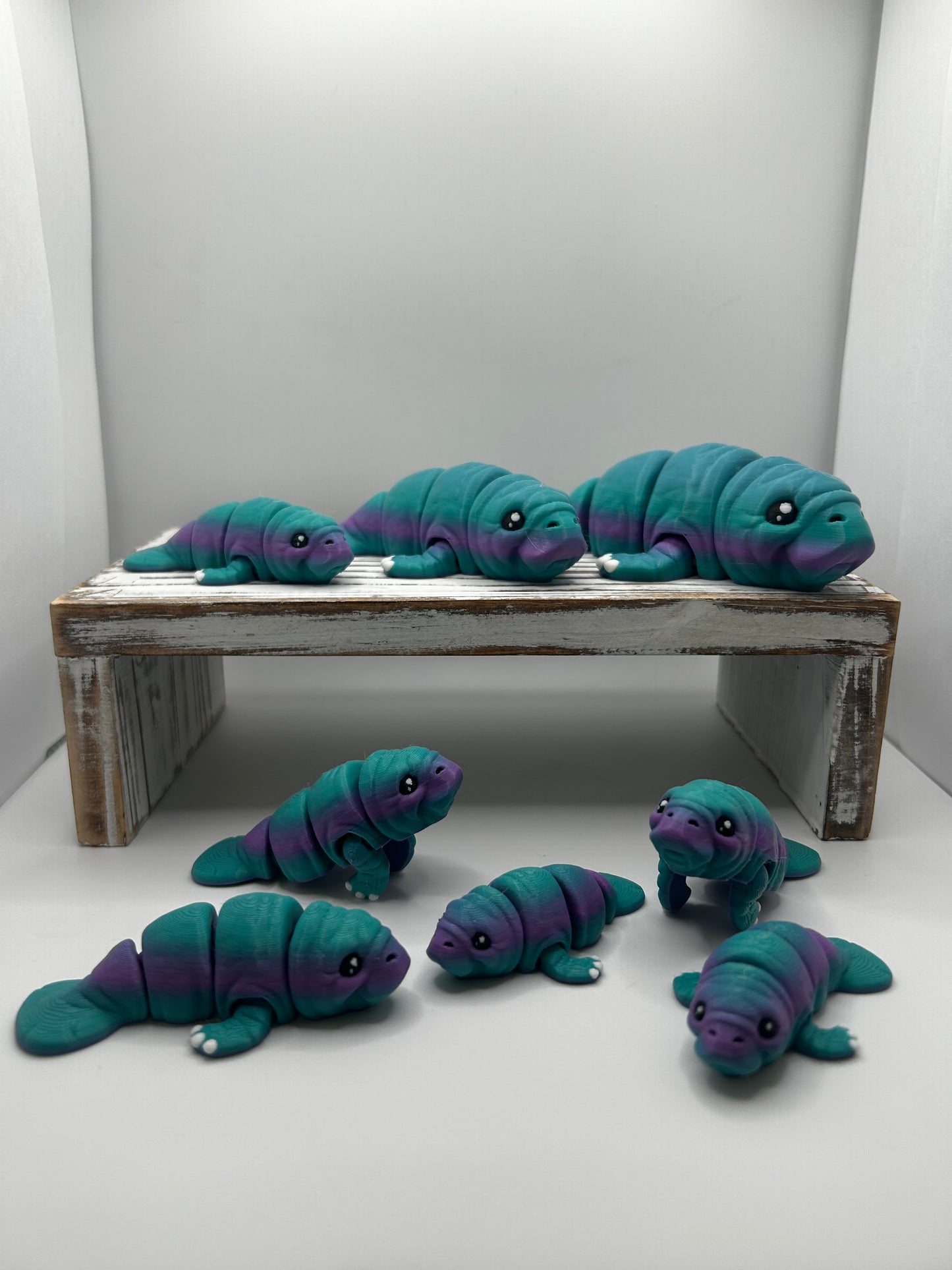 3D Printed Flexi Manatees: Articulated Fidget SeaCow Toy / Desk Pet