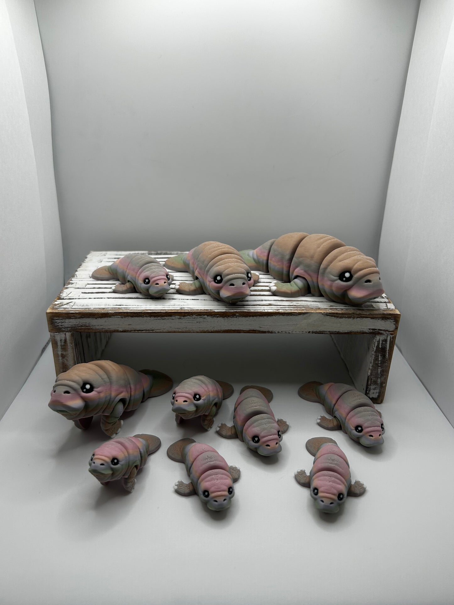 3D Printed Flexi Manatees: Articulated Fidget SeaCow Toy / Desk Pet