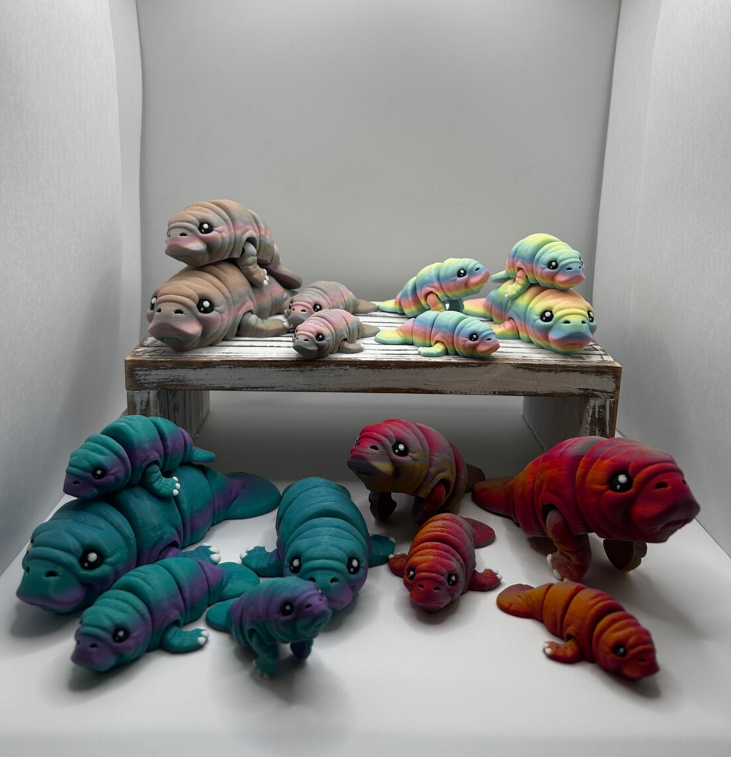 3D Printed Flexi Manatees: Articulated Fidget SeaCow Toy / Desk Pet