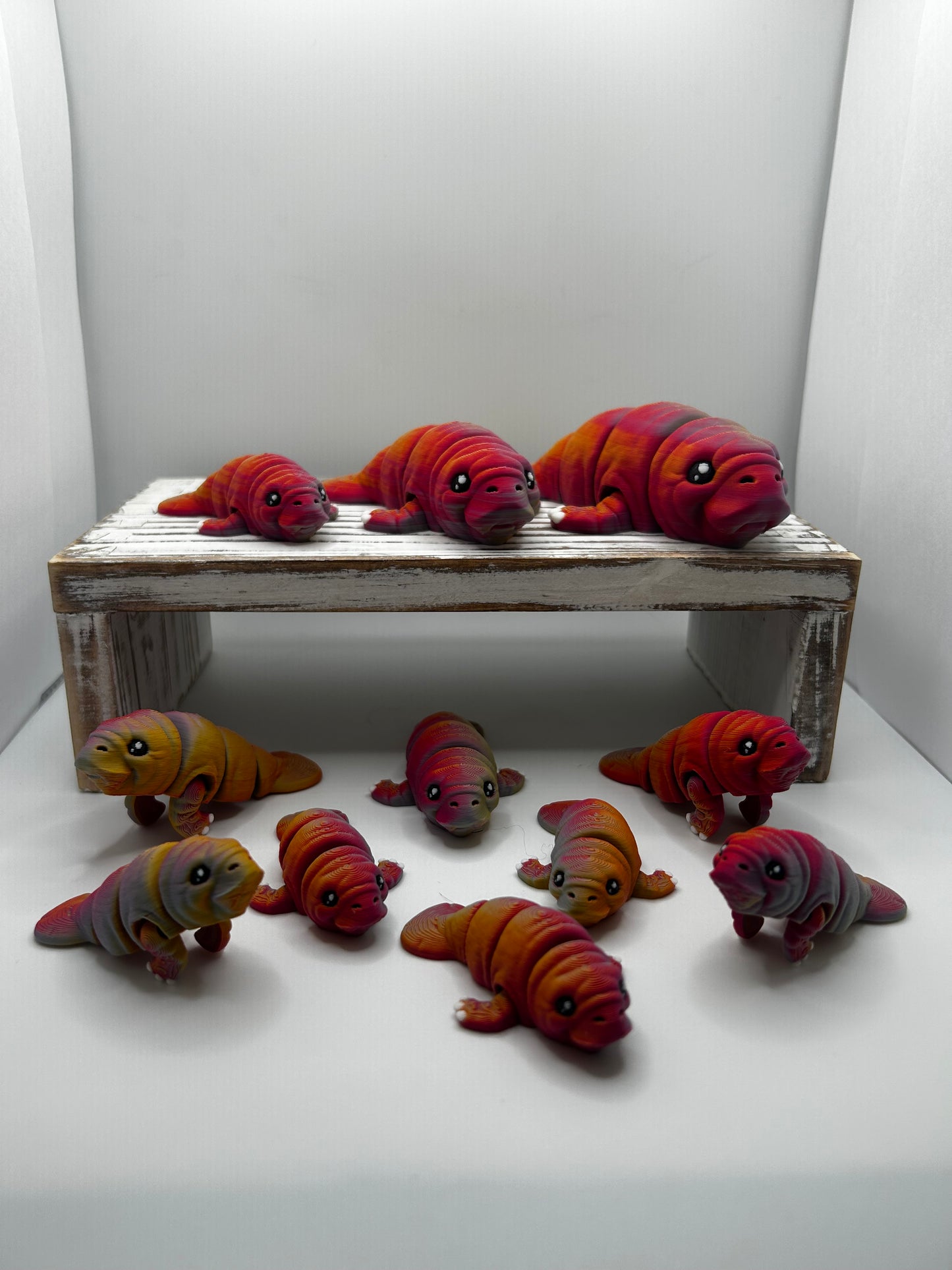 3D Printed Flexi Manatees: Articulated Fidget SeaCow Toy / Desk Pet