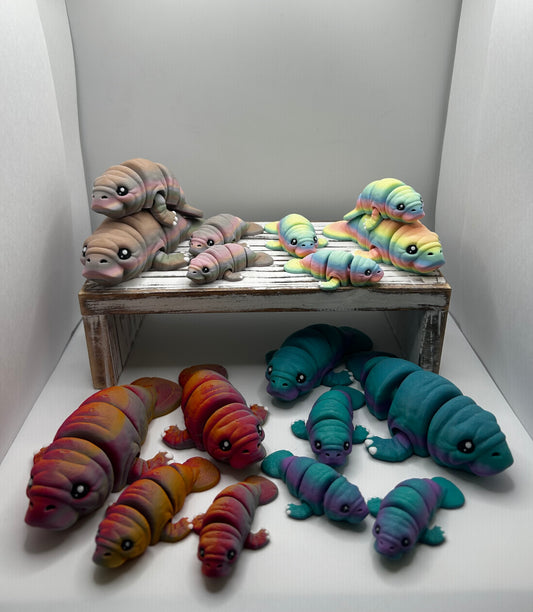 3D Printed Flexi Manatees: Articulated Fidget SeaCow Toy / Desk Pet